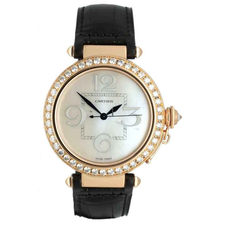  Cartier Pasha 18K Rose Gold MOP Dial Factory Diamonds 
