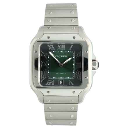  Cartier Santos WSSA0062 Like New 99% Green Roman Dial 