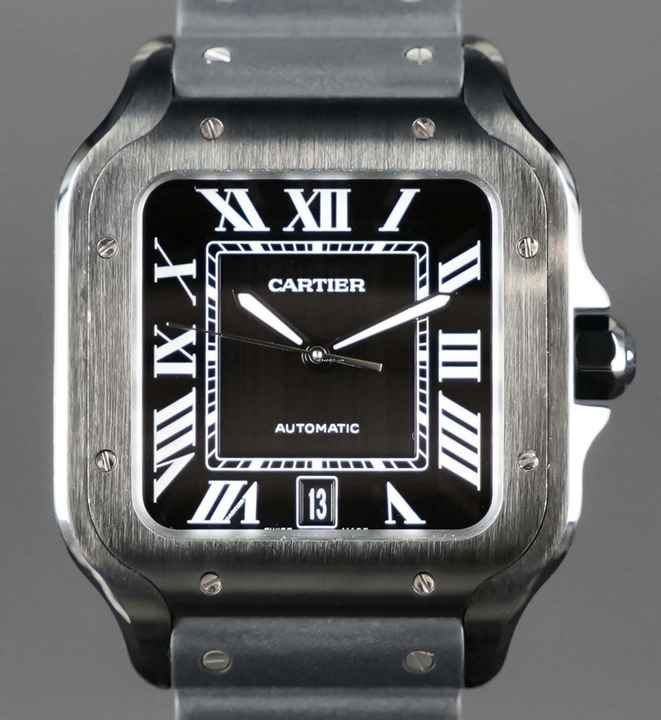  Cartier Santos De Cartier Black ADLC Steel FULLSET 2x Cartier Straps 