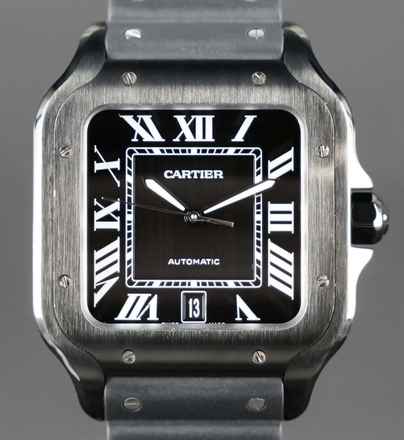  Cartier Santos De Cartier Black ADLC Steel FULLSET 2x Cartier Straps 