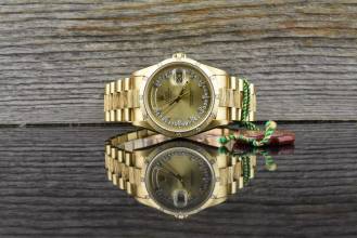 Thumbnail von Rolex Day-Date 36 Army Base / Bark / Borke / Diamond Bezel / String Diamond Dial Box & Zertifikat - Service 2025