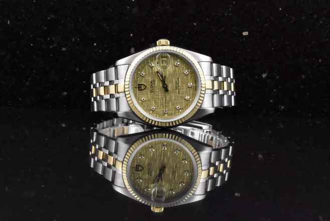  Tudor Prince Date 74033 Champagne Diamond Linen Dial Automatik - 2017 