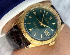 Thumbnail von Rolex Datejust Turn-O-Graph 36mm Vintage 1956 Custom Green Dial Thunderbird Turn-O-Graph Ref 6609 SOLID GOLD 6609