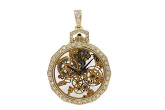 Thumbnail von IWC Pocket Watch Ultra Rare Miniature Pocket Watch 18K Ref. 5607 from 1988 Skeletonized and Hand-engraved