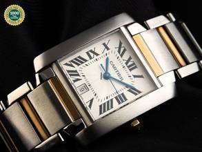 Thumbnail von Cartier Tank Française Two Tone GM großes Modell Ref.2302 1999 Full Set wie Neu Vintage
