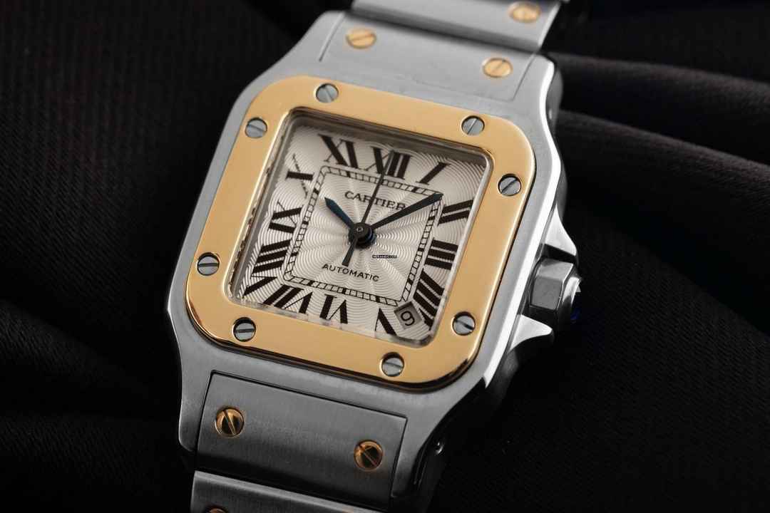  Cartier Santos Galbée Date PM Kleines Modell Ref.2423 2002 Box&Beschreibung sehr gut Vintage 