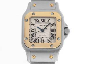 Thumbnail von Cartier Santos Galbée Date PM Kleines Modell Ref.2423 2002 Box&Beschreibung sehr gut Vintage