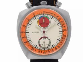 Thumbnail von Carl F. Bucherer Jumbo Bullhead Chronograph Ref.9508.00 1971 Box&Beschreibung sehr gut Vintage