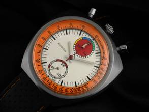 Thumbnail von Carl F. Bucherer Jumbo Bullhead Chronograph Ref.9508.00 1971 Box&Beschreibung sehr gut Vintage