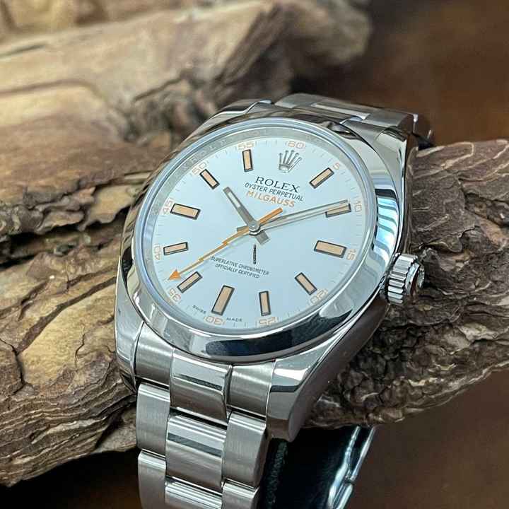  Rolex Milgauss Milgauss weiß - Ref. 116400 Servicepapers 