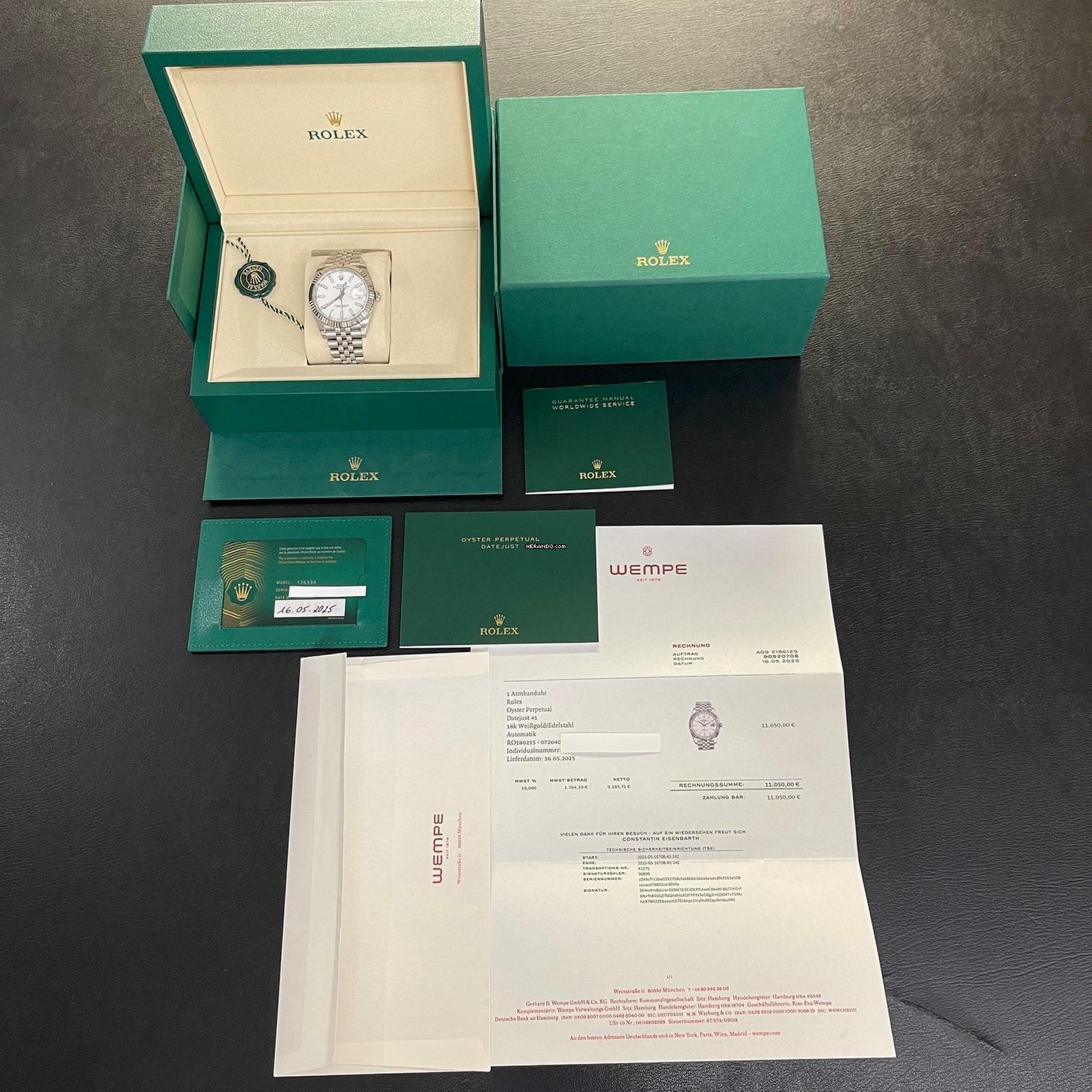 Thumbnail von Rolex Datejust 41 Datejust 41 - FULLSET 2025 LC100 - Ref. 126334