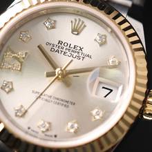 Thumbnail von Rolex Lady-Datejust 28 Steel / Gold Fluted Jubilee Silver Diamond Dial Like New '21
