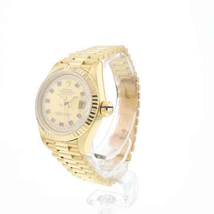  Rolex Lady-Datejust 26 Yellow Gold President Ruby Diamond Dial 