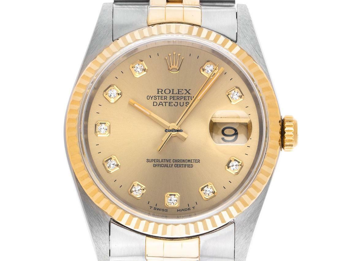  Rolex Datejust 36 Diamanten Ref.16233 1993 Box&Beschreibung sehr gut Vintage 