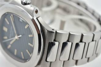 Thumbnail von Patek Philippe Nautilus Blue Dial Stahl Steel 3800 Vintage 1997 Full Set LC100