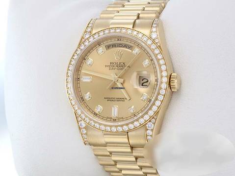  Rolex Day-Date 36 36mm 118388 2010 Diamanten Gelbgold 750 Automatik Gold 