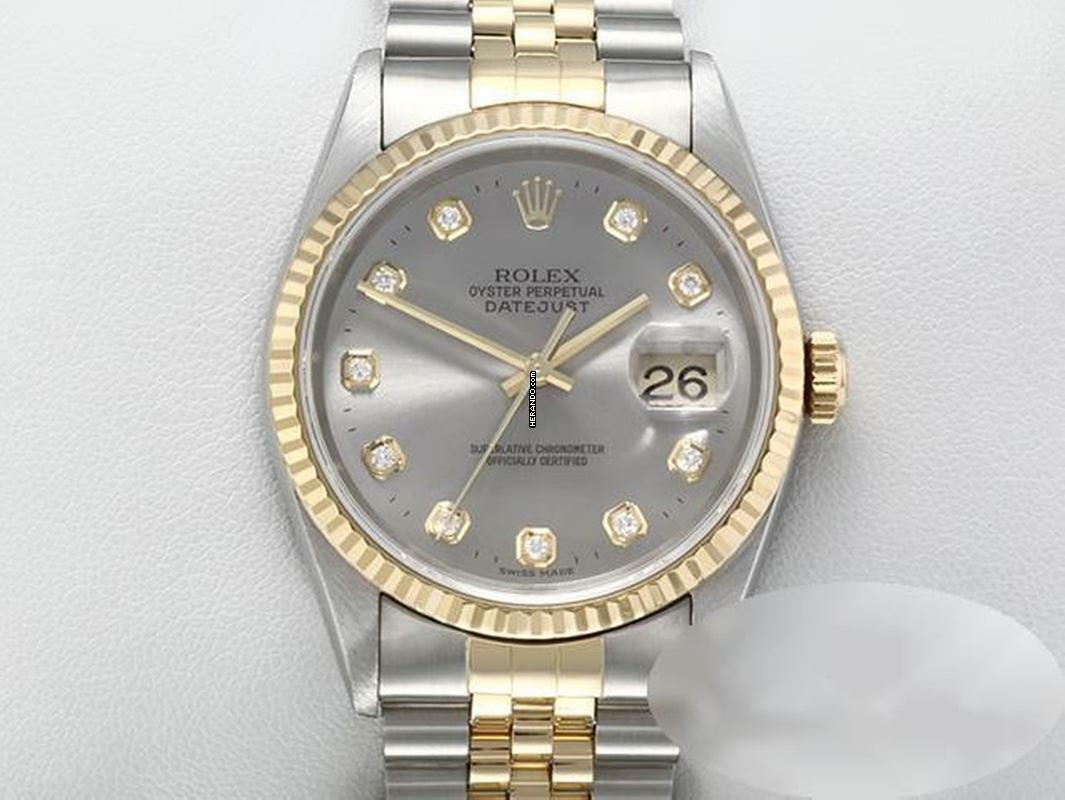 Rolex Datejust 36 36mm 16233 2001/02 Stahl Gelbgold 750 Diamanten Automatik
