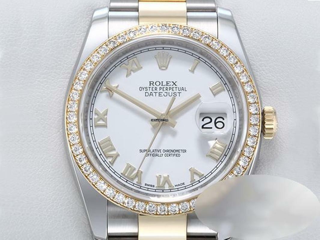 Rolex Datejust 36 36mm 116243 2016 Lc100 Stahl Gelbgold 750 Diamanten Automatik Stainless Steel 18kt Yellow Gold Oyster-band Chronometer White Dial