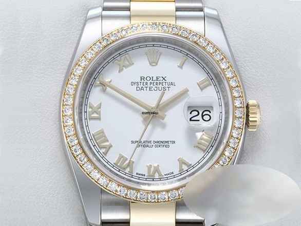  Rolex Datejust 36 36mm 116243 2016 Lc100 Stahl Gelbgold 750 Diamanten Automatik Stainless Steel 18kt Yellow Gold Oyster-band Chronometer White Dial 