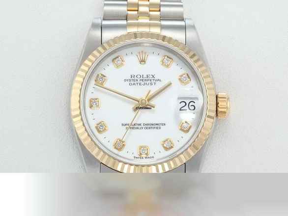  Rolex Datejust 31 Stahl Gelbgold 750 Diamanten Automatik Gold Stahl Stainless Steel 18kt Yellow Gold Jubilé-band Chronometer Oyster White Dial 