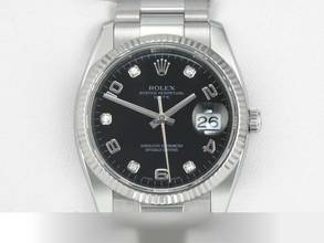 Thumbnail von Rolex Oyster Perpetual Date 115234 Stahl Weissgold 750 Diamanten Automatik Medium Date Just Stainless Steel 18kt White Gold Oyster-band Chronometer Black Dial