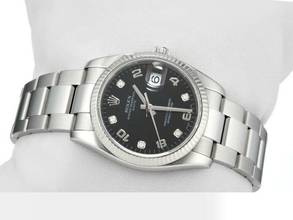 Thumbnail von Rolex Oyster Perpetual Date 115234 Stahl Weissgold 750 Diamanten Automatik Medium Date Just Stainless Steel 18kt White Gold Oyster-band Chronometer Black Dial