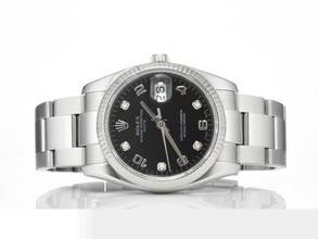 Thumbnail von Rolex Oyster Perpetual Date 115234 Stahl Weissgold 750 Diamanten Automatik Medium Date Just Stainless Steel 18kt White Gold Oyster-band Chronometer Black Dial