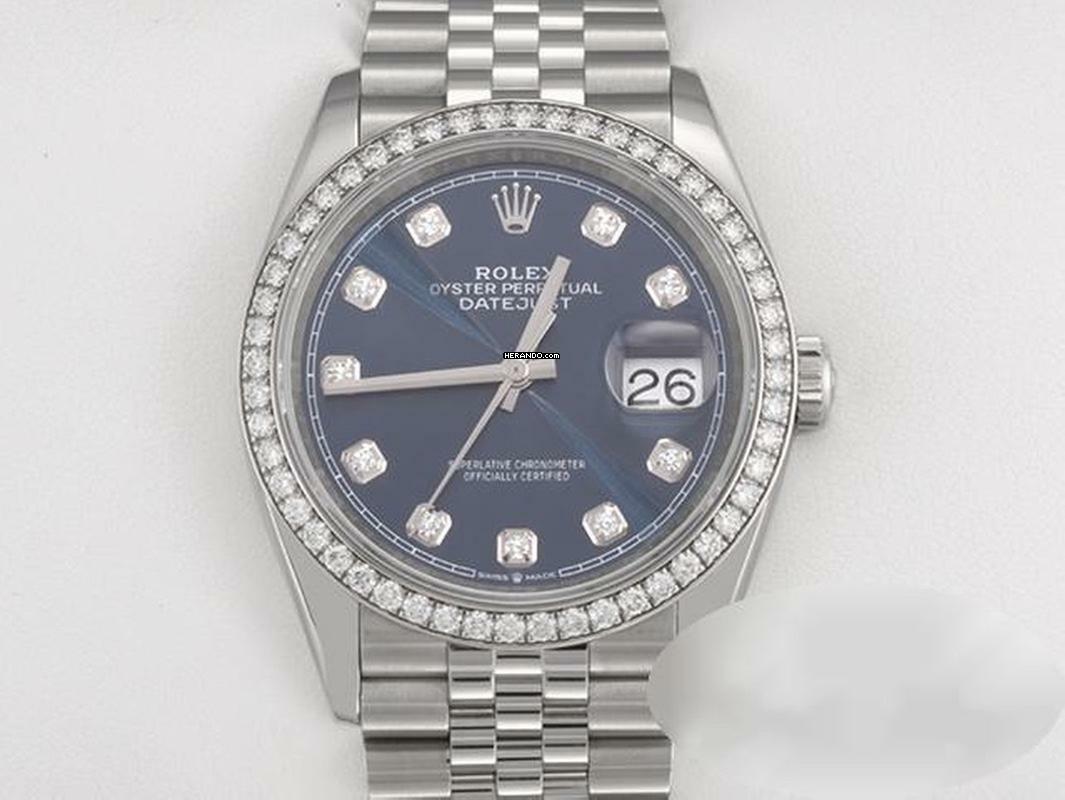 Rolex Datejust 36 126284 Rbr 2019 Stahl Weissgold 750 Diamanten Automatik Stainless Steel 18kt White Gold Jubilé-band Chronometer Oyster Blue Dial