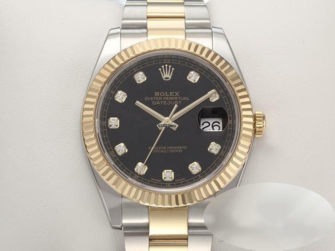  Rolex Datejust 41 126333 Edelstahl Gelbgold 750 Diamanten Automatik Stainless Steel 18kt Yellow Gold Oyster-band Chronometer Black Dial 