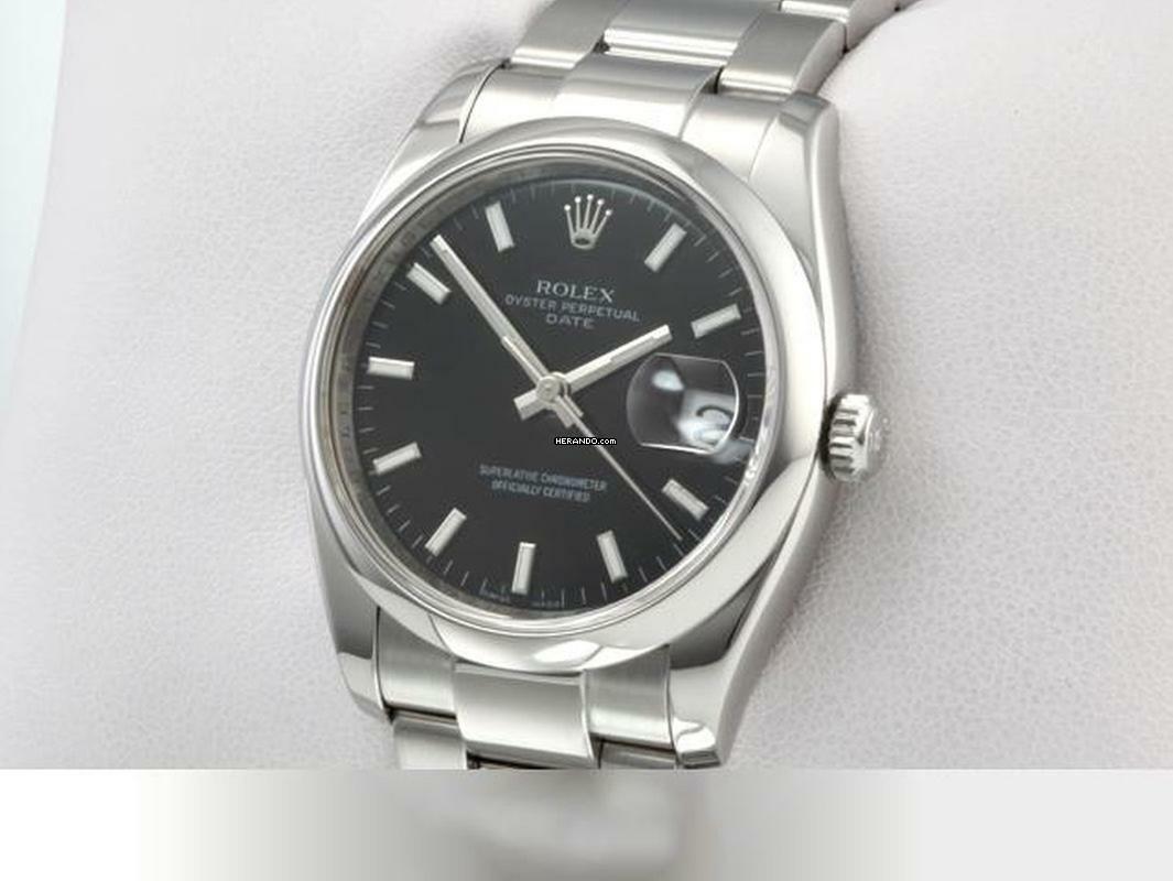 Rolex Oyster Perpetual Date 34mm Edelstahl 115200 2017 Damen Herren Stahl Stainless Steel Oyster-band Chronometer Black Dial