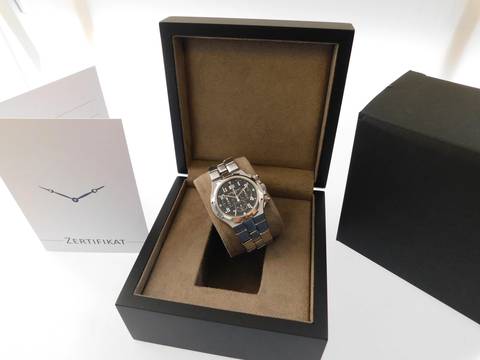  Vacheron Constantin Overseas Chronograph Automatik Stahl im Top Zustand mit schwarzem Blatt Automatik Chronograph 40mm Kaliber 1137 