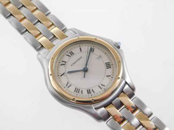  Cartier Cougar de Panthere XL mit Datum auf 3 Uhr 33mm im Best Zustand mit Cartier Service Etui 