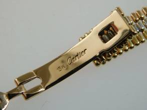 Thumbnail von Cartier Trinity massiv 18 Karat Gelbgold Lady 25 mm original Diamantbesatz und Goldband special Edition very rare