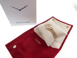 Thumbnail von Cartier Trinity massiv 18 Karat Gelbgold Lady 25 mm original Diamantbesatz und Goldband special Edition very rare