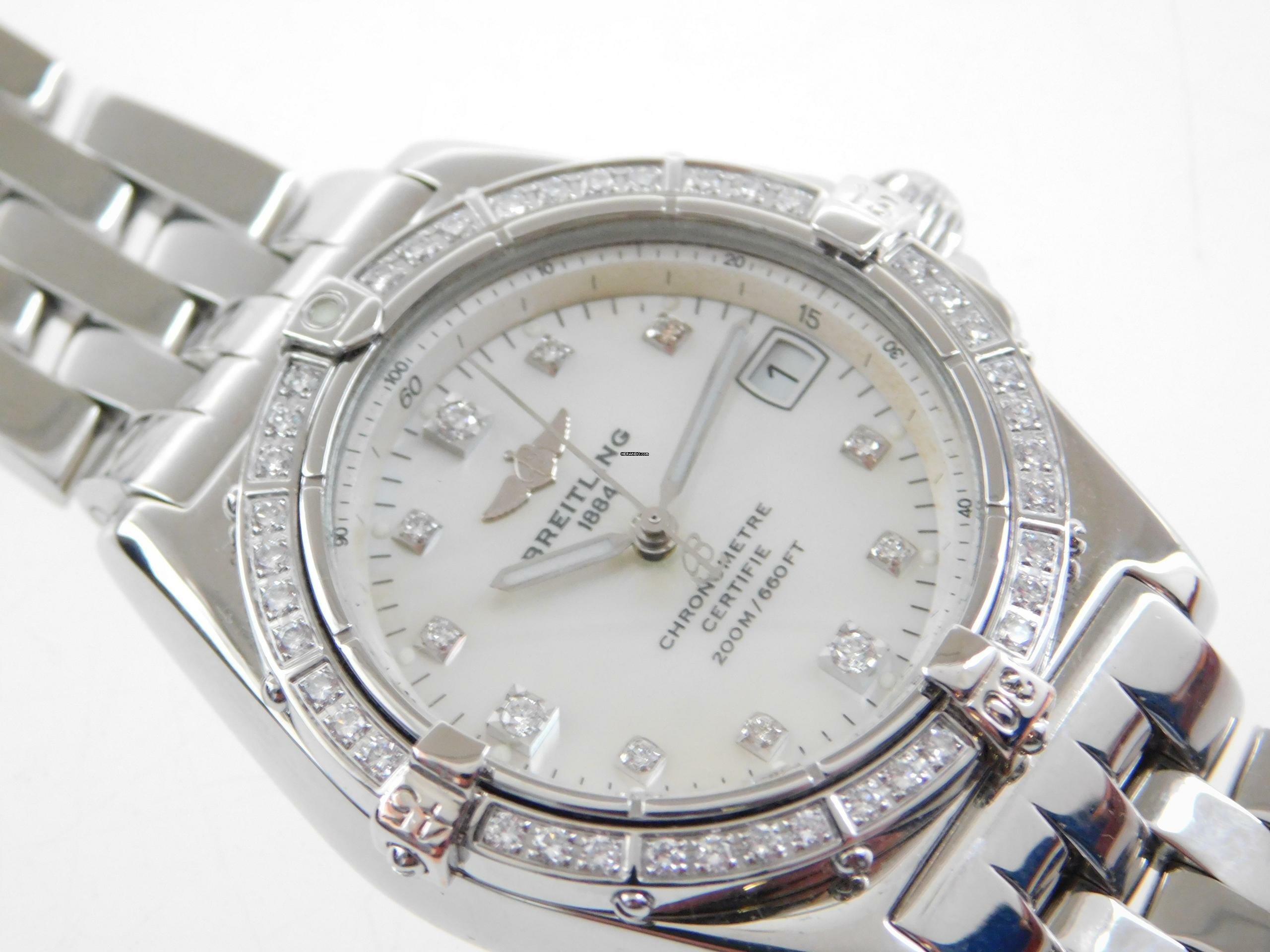  Breitling Callisto Stahl 36mm mit original Breitling Diamantlünette und MOP Diamond im Best Zustand Factory Diamond Bezel and Dial 
