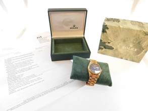 Thumbnail von Rolex Day-Date 36 mit Rolex Service Papieren von 2020 Day-Date 18 Karat Gelbgold im Top Zustand blaues Blatt LC 100 deutscher Wochentag