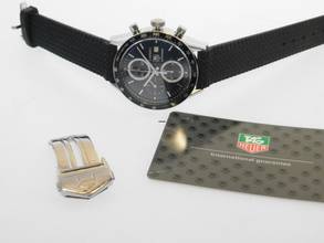 Thumbnail von TAG Heuer Carrera Calibre 16 Chronograph mit Kautschukband und original Papieren im Top Zustand aus 2005