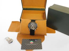 Thumbnail von TAG Heuer Carrera Calibre 16 Chronograph mit Kautschukband und original Papieren im Top Zustand aus 2005