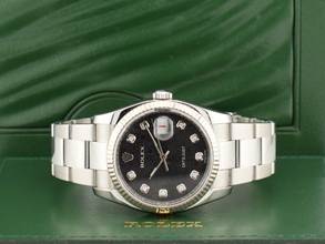 Thumbnail von Rolex Datejust 36 116234 Black Dial With Big Diamonds - Full Set 36mm
