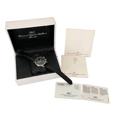  IWC Fliegeruhr Chronograph Pilot IW3740 chronograph date black dial quartz 1988 Full Set 