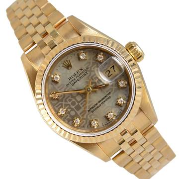  Rolex Lady-Datejust 69178 Ladies 26MM Factory diamonds dial gold 18KT Full Set TOP Condition 