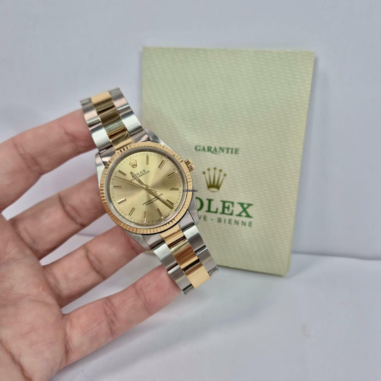 Rolex Oyster Perpetual 34 34mm Ouro & Aço Automático Completo
