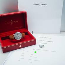Thumbnail von Ulysse Nardin Chronograph Vintage Schnecken-Tachymeter-Skala um 1940 Stahl/Leder Box + papers