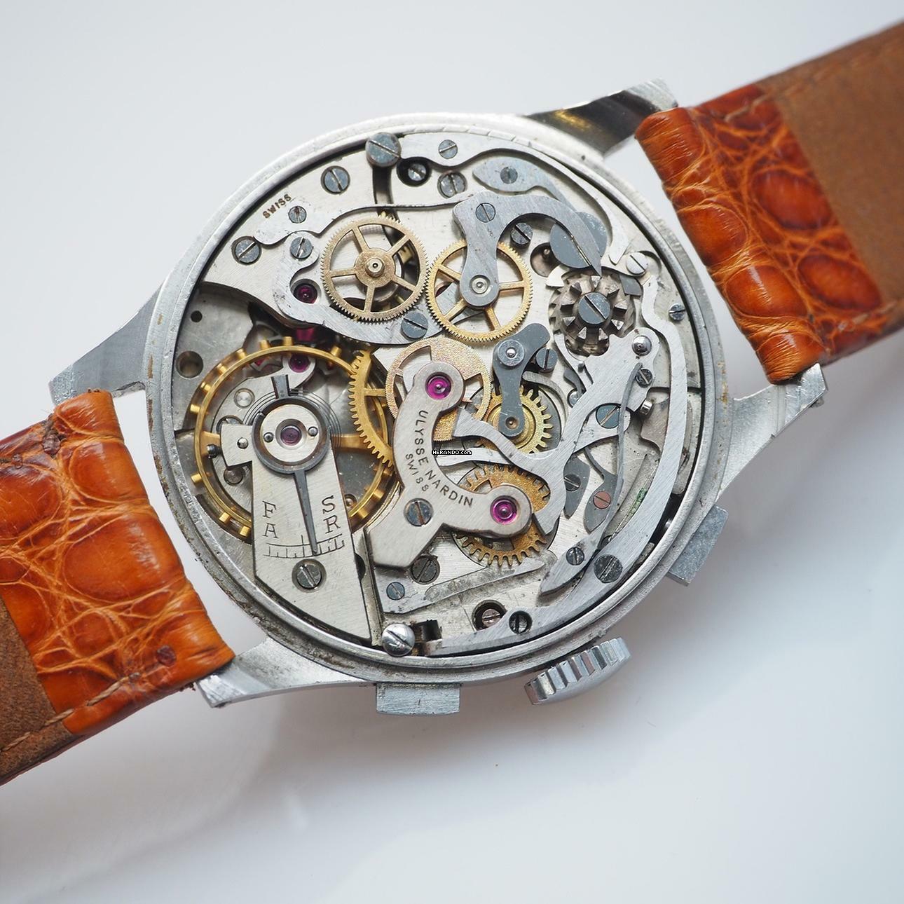 Thumbnail von Ulysse Nardin Chronograph Vintage Schnecken-Tachymeter-Skala um 1940 Stahl/Leder Box + papers