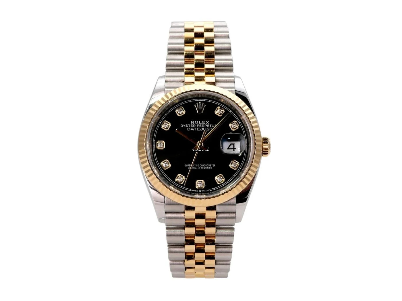 Rolex Datejust 36 Edelstahl Oystersteel / Gelbgold Ref. 126233 Schwarz Diamant Jubile-Band