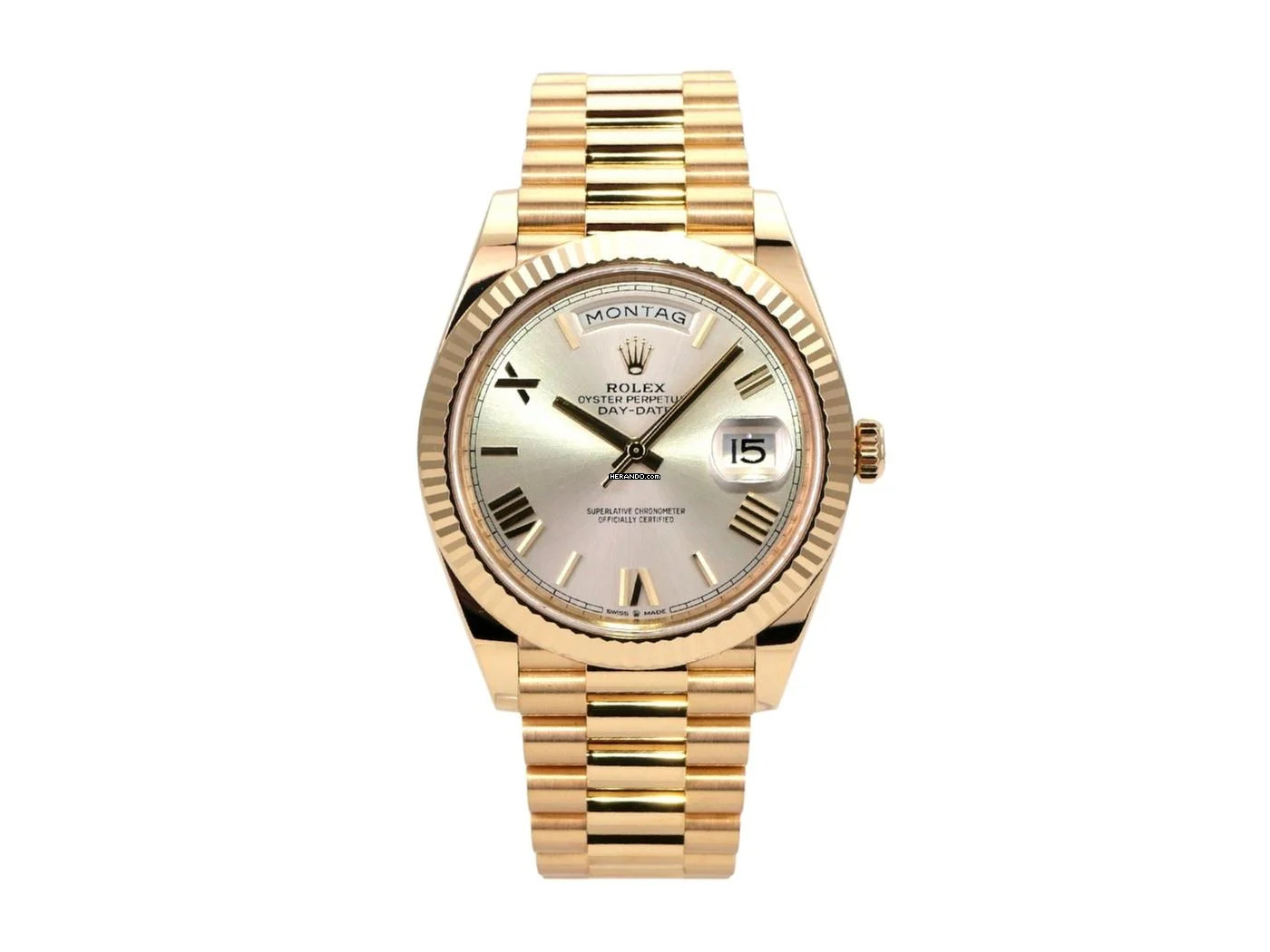 Rolex Day-Date 40 Gelbgold Ref. 228238 Silber Römisch
