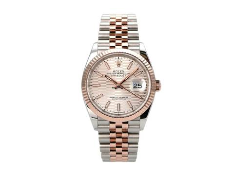  Rolex Datejust 36 Oystersteel / Everose-Gold Ref. 126231 Silber Riffelmuster Jubile-Band 