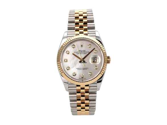  Rolex Datejust 36 Oystersteel / Gelbgold Ref. 126233 Perlmutt Diamant Jubile-Band 