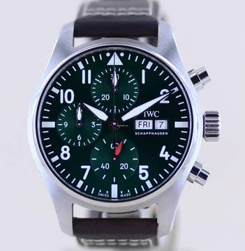  IWC Fliegeruhr Chronograph 41 Pilot's green Chronograph 43mm grün B+P 