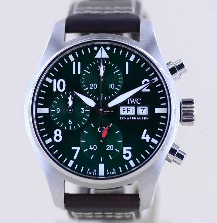  IWC Fliegeruhr Chronograph 41 Pilot's green Chronograph 43mm grün B+P 